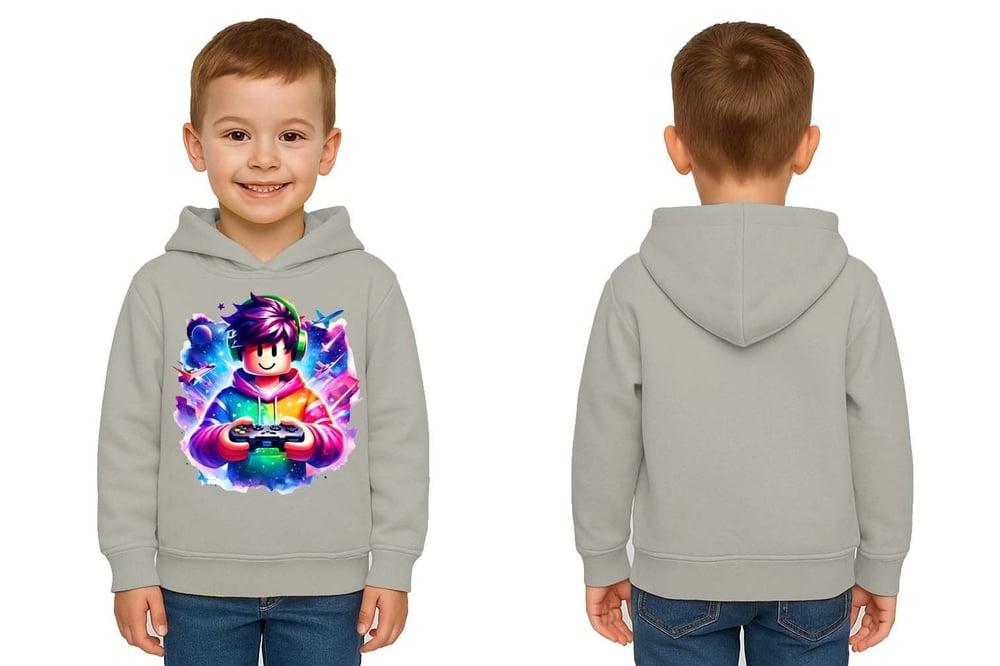 Unisex roblox Baskılı Çocuk Swaetshirt  Baskılı Kapüşonlu 3 İplik Şardonlu