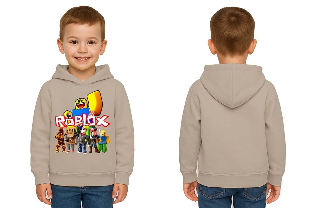Unisex roblox Baskılı Çocuk Swaetshirt  Baskılı Kapüşonlu 3 İplik Şardonlu
