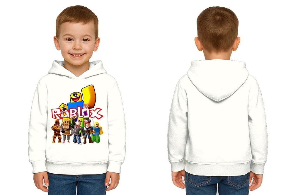 Unisex roblox Baskılı Çocuk Swaetshirt  Baskılı Kapüşonlu 3 İplik Şardonlu