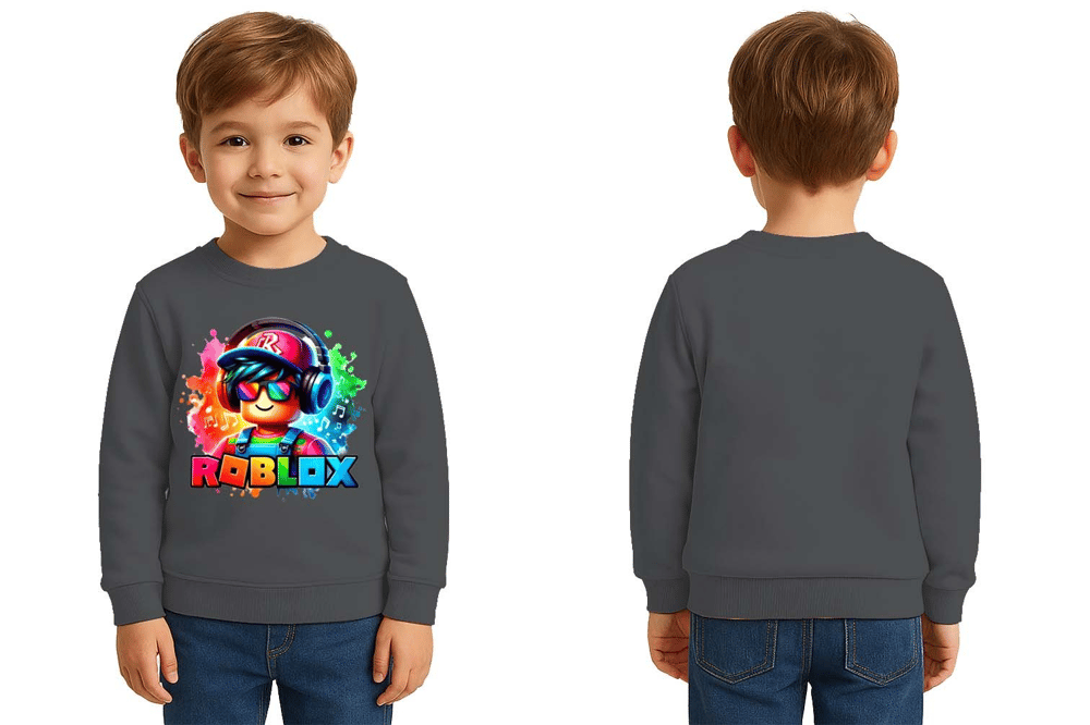 Unisex roblox Baskılı Çocuk Swaetshirt 3 İplik Şardonlu