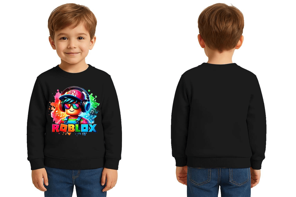 Unisex roblox Baskılı Çocuk Swaetshirt 3 İplik Şardonlu