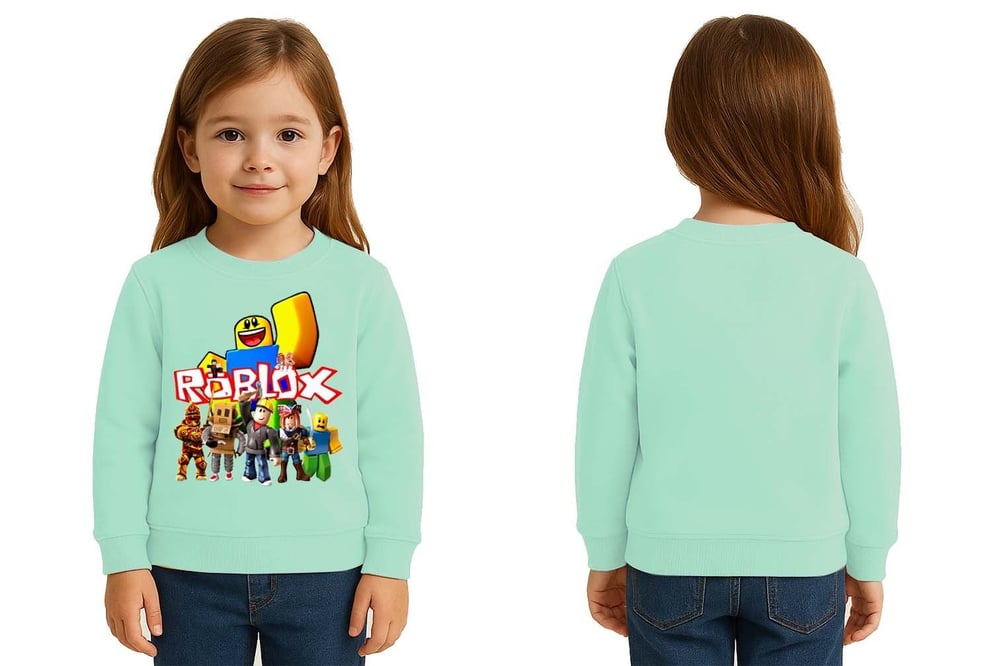 Unisex roblox Baskılı Çocuk Swaetshirt 3 İplik Şardonlu