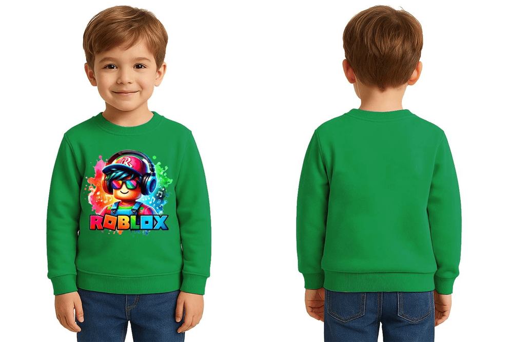 Unisex roblox Baskılı Çocuk Swaetshirt 3 İplik Şardonlu