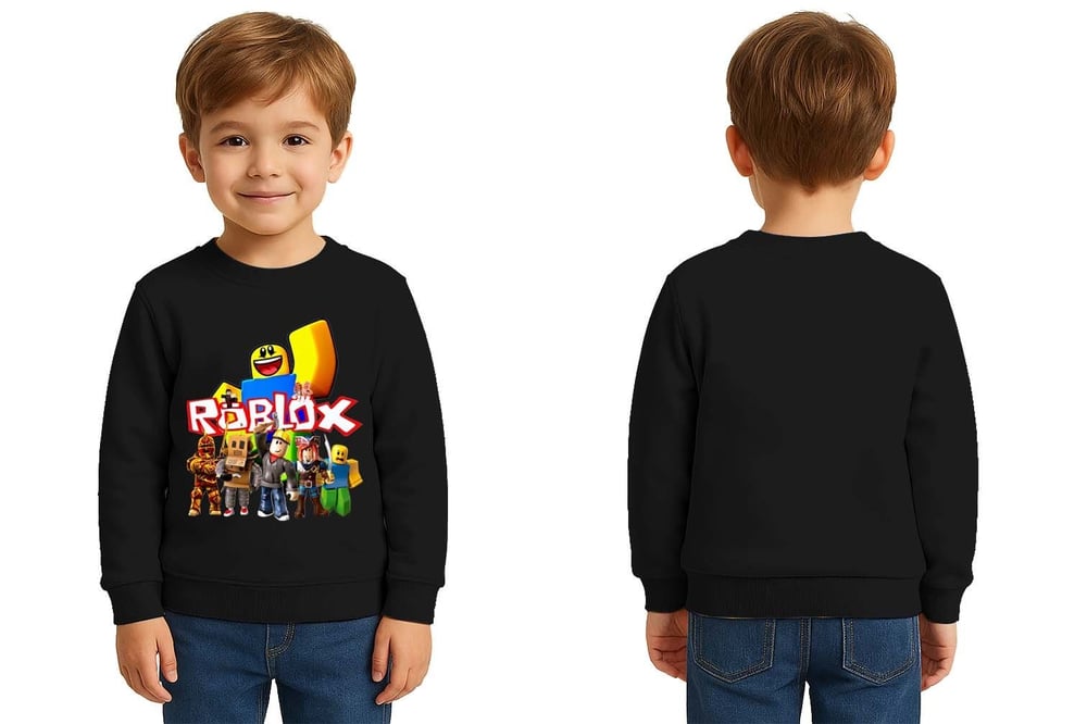 Unisex roblox Baskılı Çocuk Swaetshirt 3 İplik Şardonlu