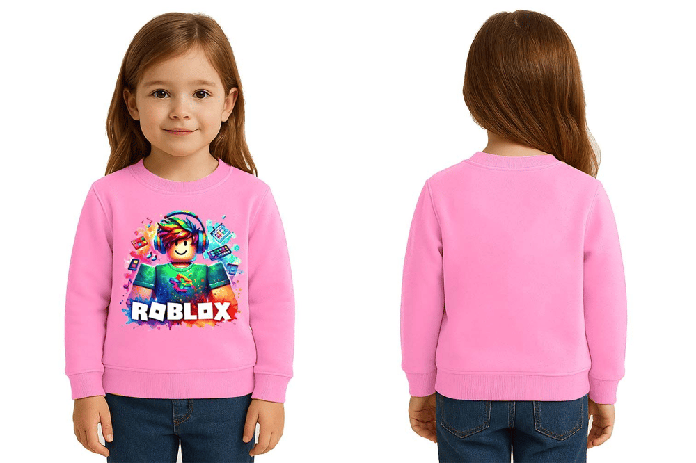 Unisex roblox Baskılı Çocuk Swaetshirt 3 İplik Şardonlu