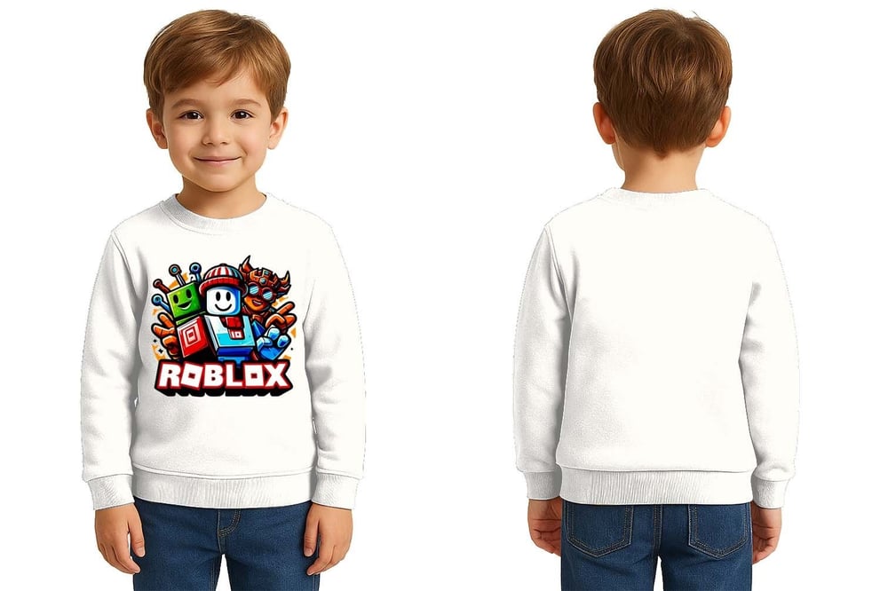 Unisex roblox Baskılı Çocuk Swaetshirt 3 İplik Şardonlu