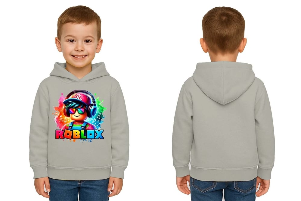 Unisex roblox Baskılı Çocuk Swaetshirt  Baskılı Kapüşonlu 3 İplik Şardonlu