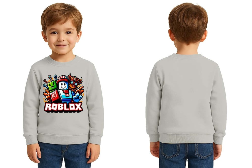 Unisex roblox Baskılı Çocuk Swaetshirt 3 İplik Şardonlu