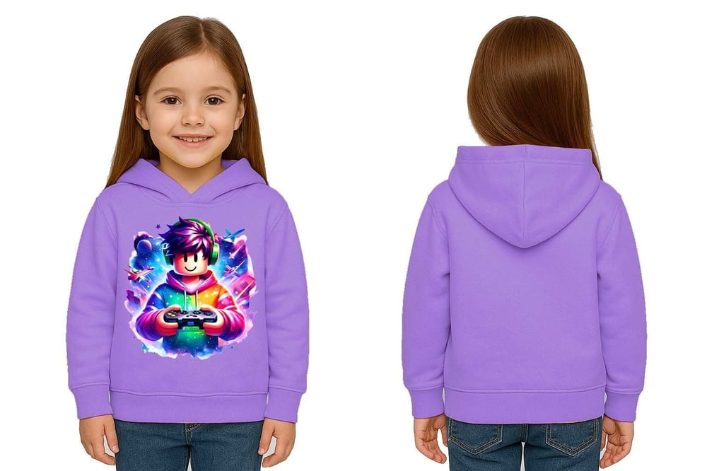 Unisex roblox Baskılı Çocuk Swaetshirt  Baskılı Kapüşonlu 3 İplik Şardonlu