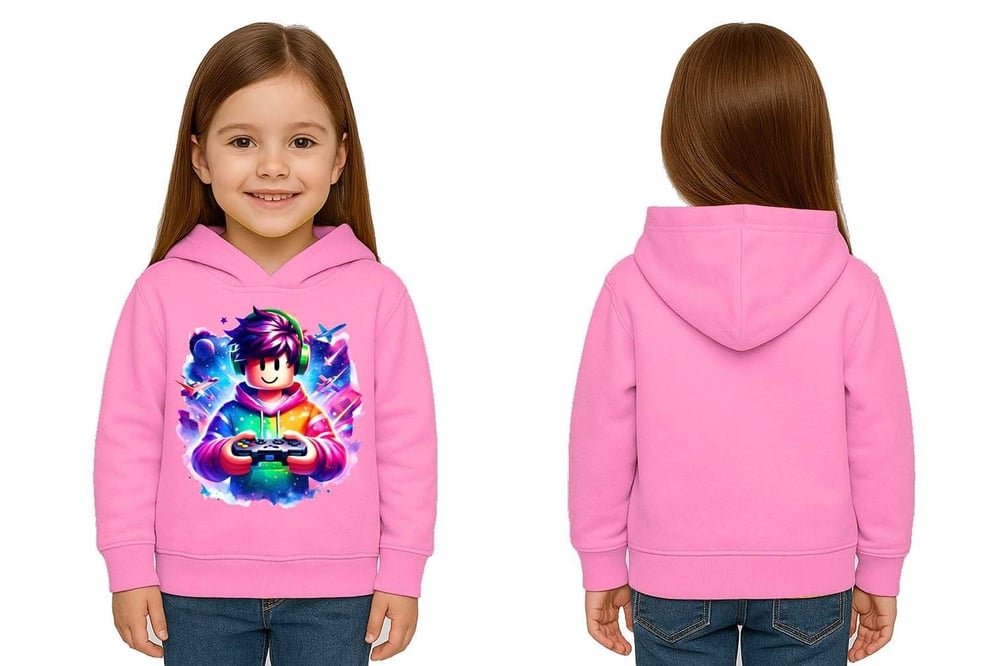 Unisex roblox Baskılı Çocuk Swaetshirt  Baskılı Kapüşonlu 3 İplik Şardonlu