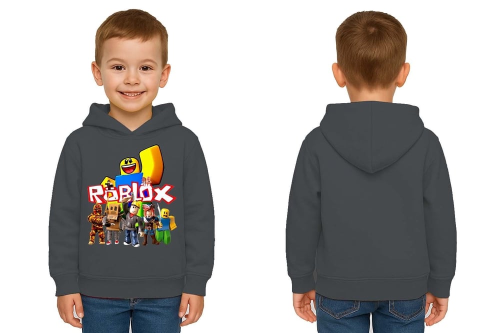 Unisex roblox Baskılı Çocuk Swaetshirt  Baskılı Kapüşonlu 3 İplik Şardonlu