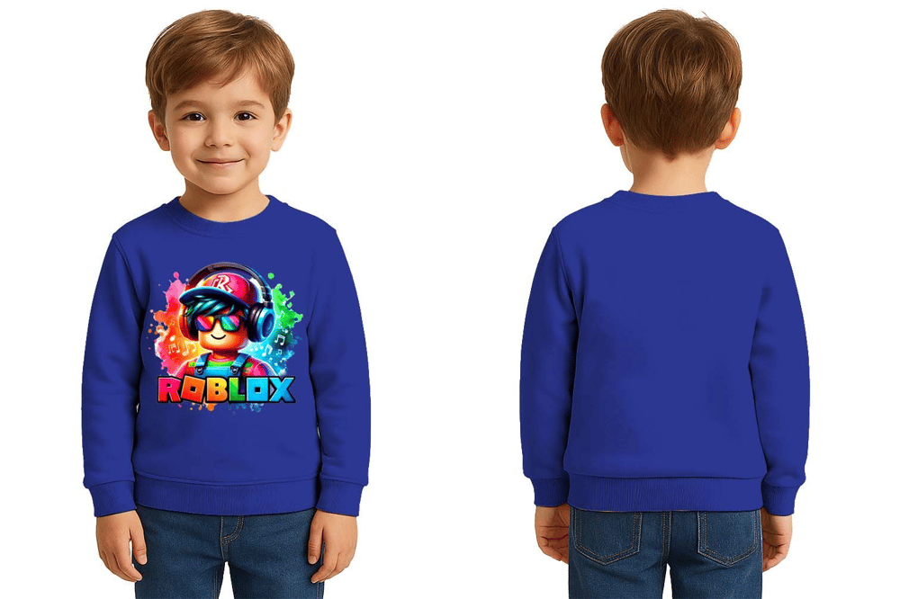 Unisex roblox Baskılı Çocuk Swaetshirt 3 İplik Şardonlu