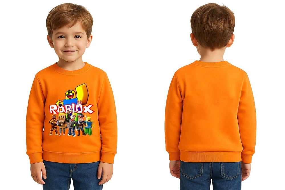 Unisex roblox Baskılı Çocuk Swaetshirt 3 İplik Şardonlu