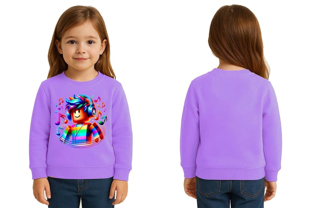 Unisex roblox Baskılı Çocuk Swaetshirt 3 İplik Şardonlu