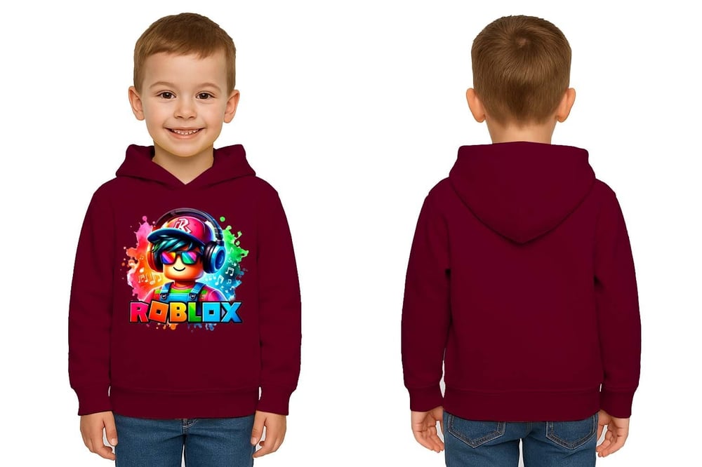Unisex roblox Baskılı Çocuk Swaetshirt  Baskılı Kapüşonlu 3 İplik Şardonlu