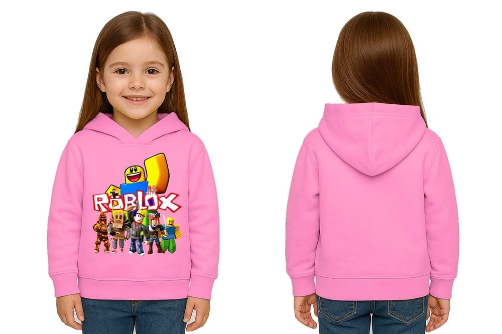 Unisex roblox Baskılı Çocuk Swaetshirt  Baskılı Kapüşonlu 3 İplik Şardonlu