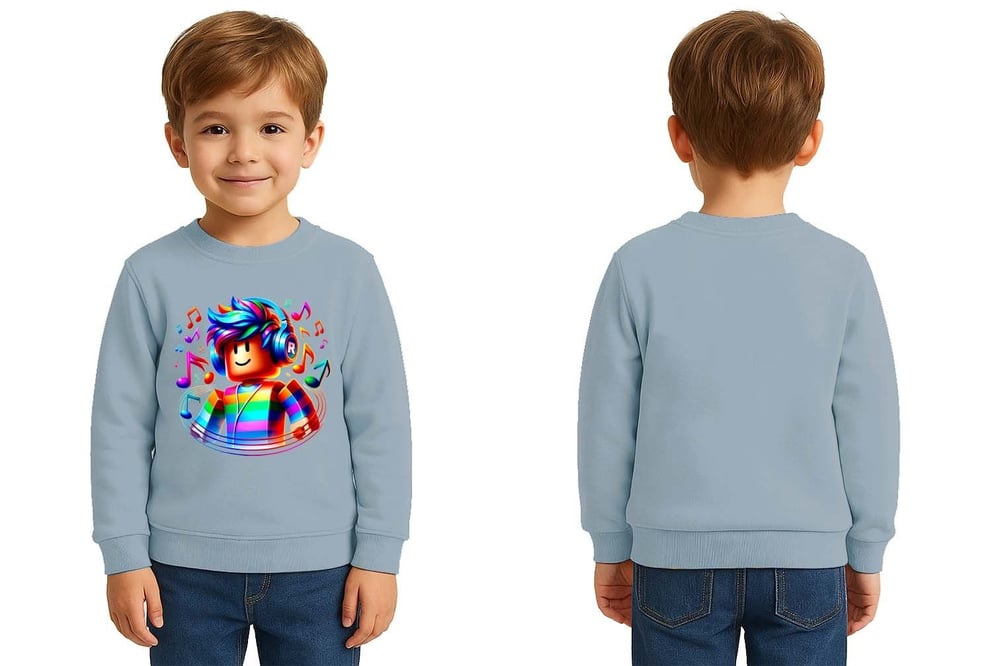 Unisex roblox Baskılı Çocuk Swaetshirt 3 İplik Şardonlu