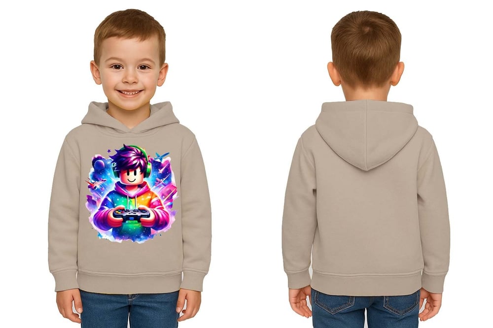 Unisex roblox Baskılı Çocuk Swaetshirt  Baskılı Kapüşonlu 3 İplik Şardonlu