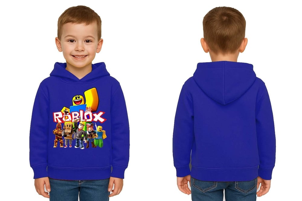 Unisex roblox Baskılı Çocuk Swaetshirt  Baskılı Kapüşonlu 3 İplik Şardonlu