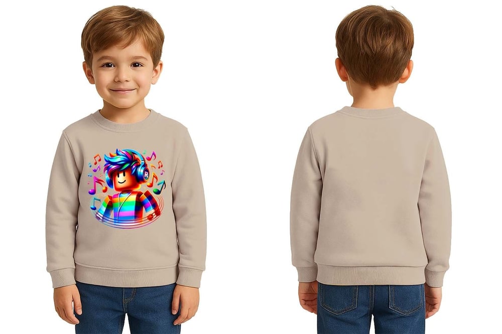 Unisex roblox Baskılı Çocuk Swaetshirt 3 İplik Şardonlu
