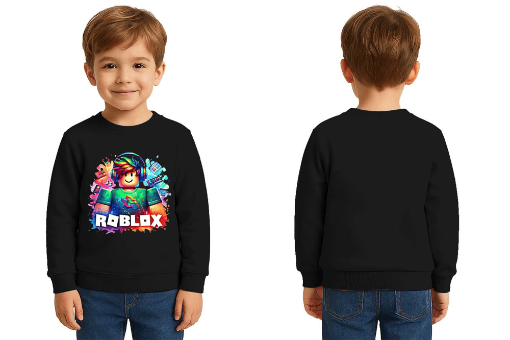 Unisex roblox Baskılı Çocuk Swaetshirt 3 İplik Şardonlu