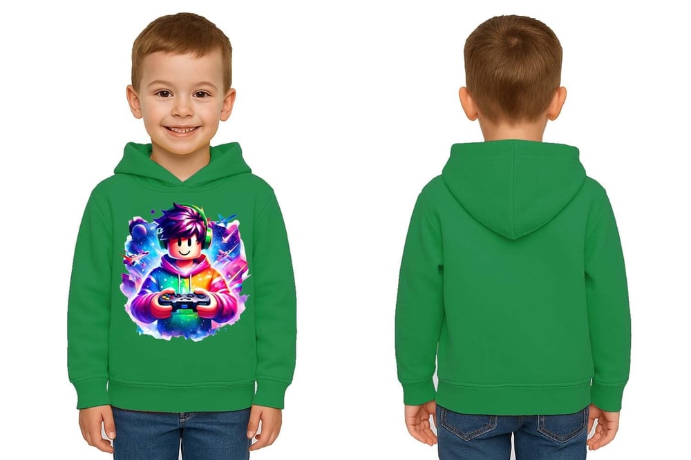 Unisex roblox Baskılı Çocuk Swaetshirt  Baskılı Kapüşonlu 3 İplik Şardonlu