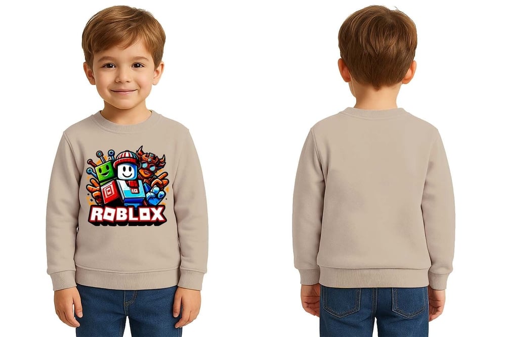 Unisex roblox Baskılı Çocuk Swaetshirt 3 İplik Şardonlu