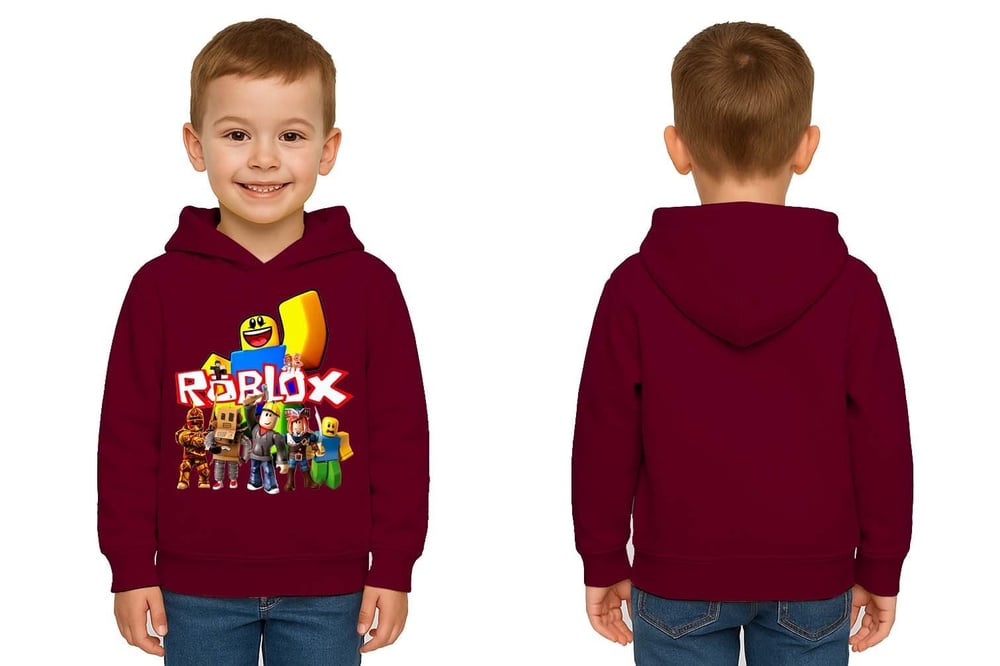 Unisex roblox Baskılı Çocuk Swaetshirt  Baskılı Kapüşonlu 3 İplik Şardonlu