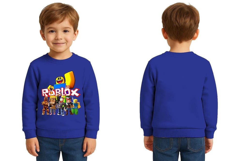 Unisex roblox Baskılı Çocuk Swaetshirt 3 İplik Şardonlu
