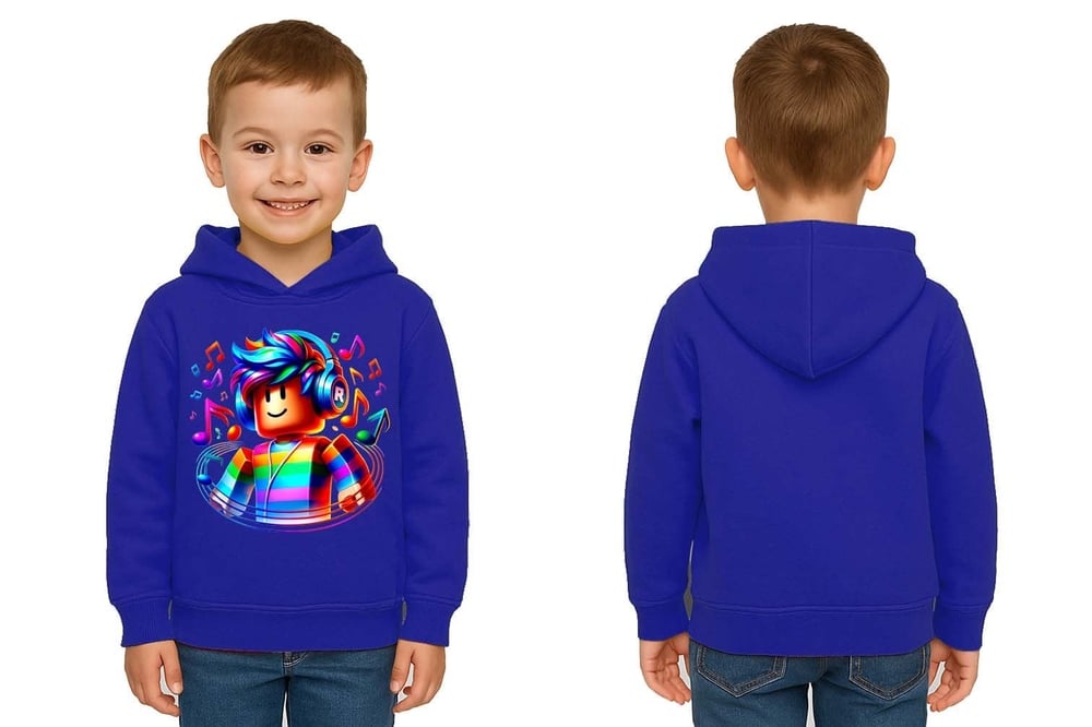 Unisex roblox Baskılı Çocuk Swaetshirt  Baskılı Kapüşonlu 3 İplik Şardonlu