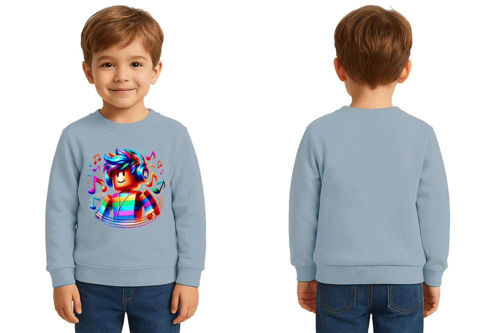 Unisex roblox Baskılı Çocuk Swaetshirt 3 İplik Şardonlu