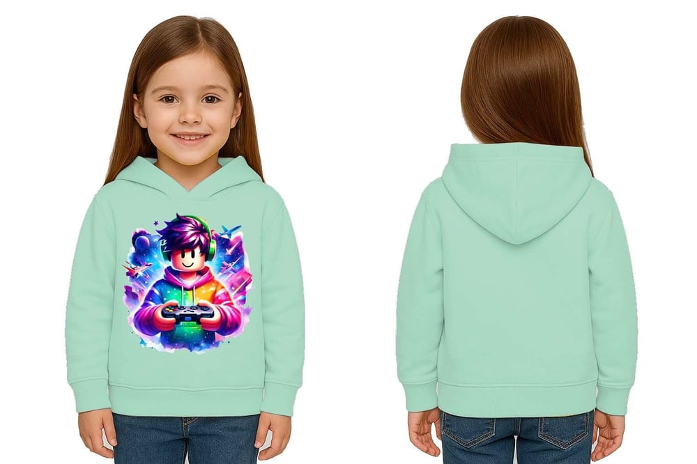 Unisex roblox Baskılı Çocuk Swaetshirt  Baskılı Kapüşonlu 3 İplik Şardonlu