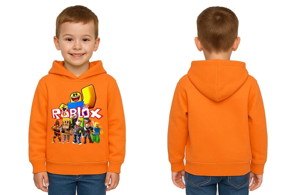 Unisex roblox Baskılı Çocuk Swaetshirt  Baskılı Kapüşonlu 3 İplik Şardonlu