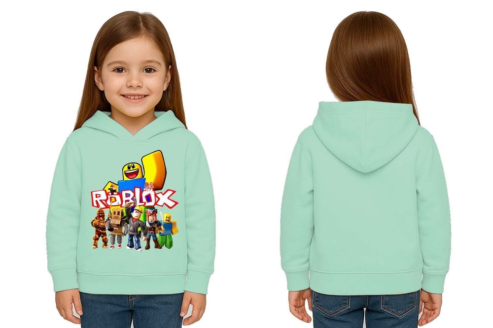 Unisex roblox Baskılı Çocuk Swaetshirt  Baskılı Kapüşonlu 3 İplik Şardonlu