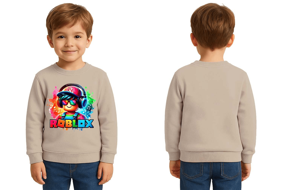Unisex roblox Baskılı Çocuk Swaetshirt 3 İplik Şardonlu