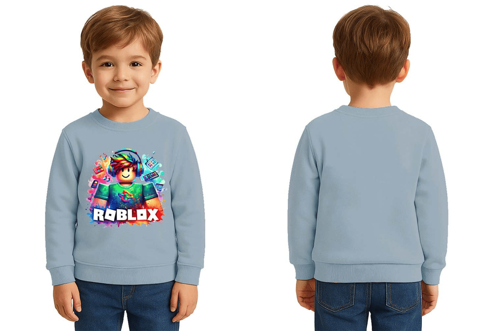 Unisex roblox Baskılı Çocuk Swaetshirt 3 İplik Şardonlu