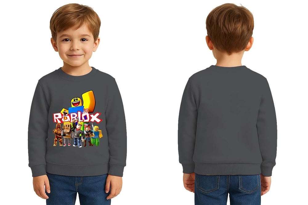 Unisex roblox Baskılı Çocuk Swaetshirt 3 İplik Şardonlu