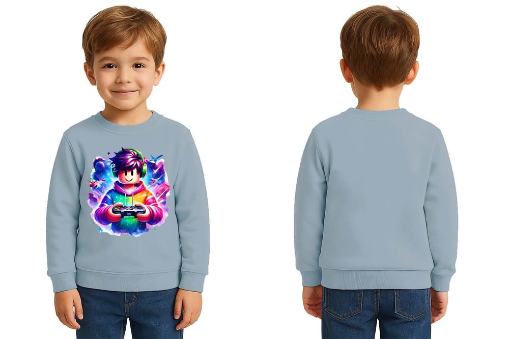 Unisex roblox Baskılı Çocuk Swaetshirt 3 İplik Şardonlu