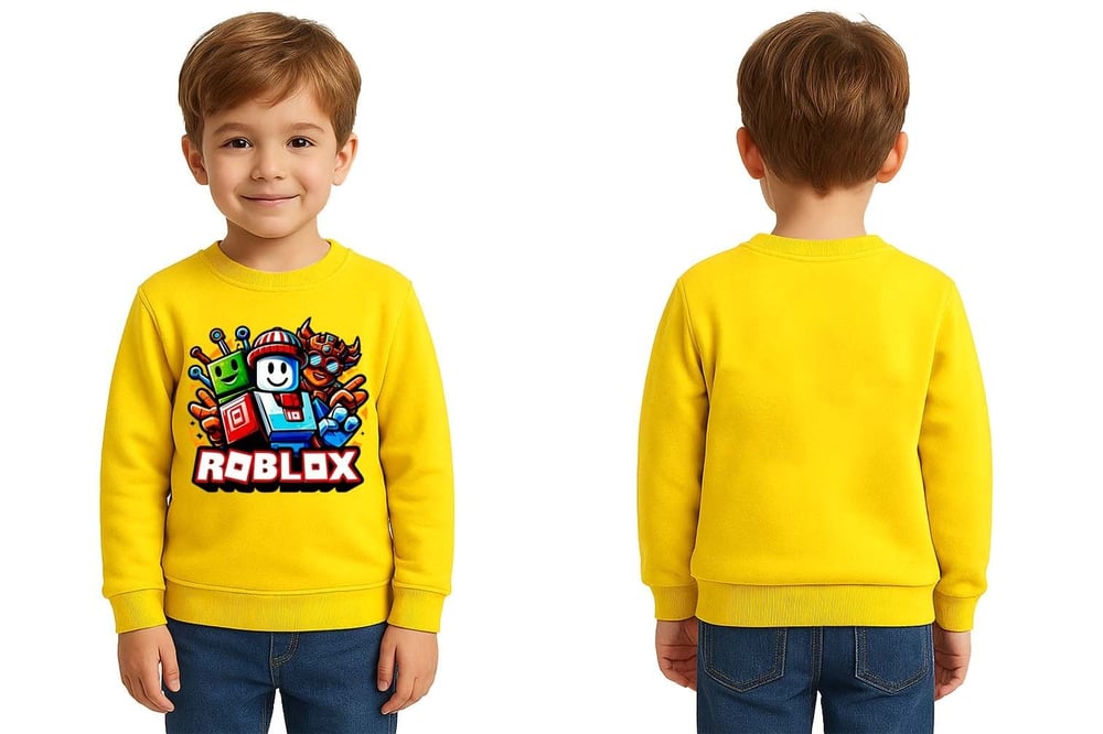 Unisex roblox Baskılı Çocuk Swaetshirt 3 İplik Şardonlu