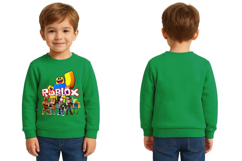Unisex roblox Baskılı Çocuk Swaetshirt 3 İplik Şardonlu