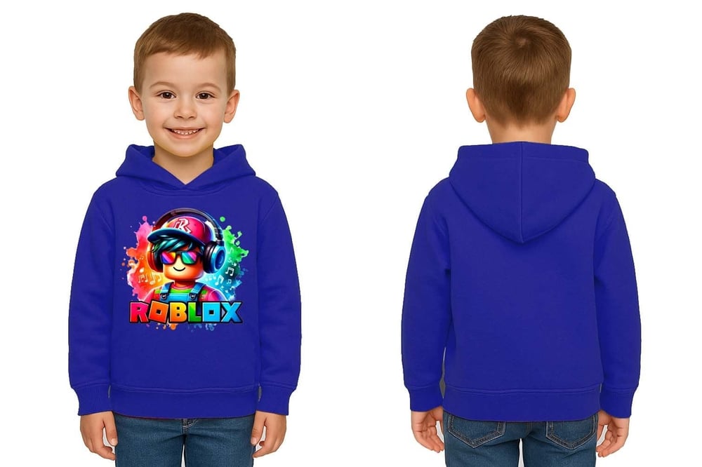Unisex roblox Baskılı Çocuk Swaetshirt  Baskılı Kapüşonlu 3 İplik Şardonlu