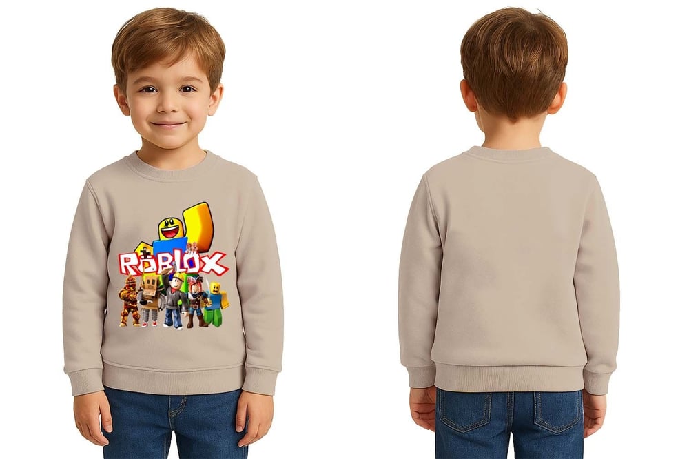 Unisex roblox Baskılı Çocuk Swaetshirt 3 İplik Şardonlu