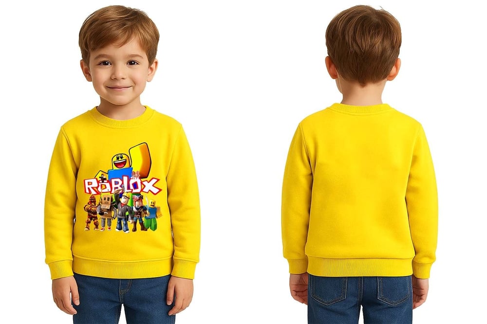 Unisex roblox Baskılı Çocuk Swaetshirt 3 İplik Şardonlu