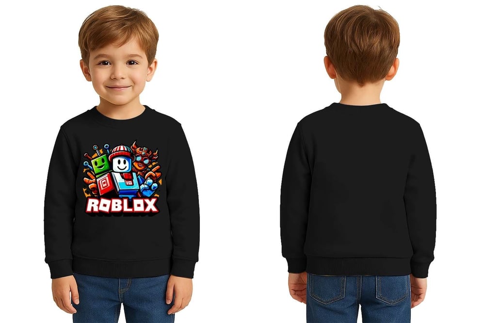 Unisex roblox Baskılı Çocuk Swaetshirt 3 İplik Şardonlu