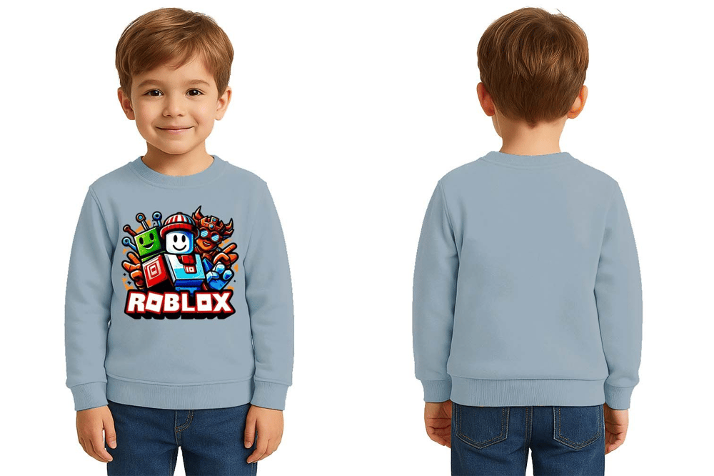 Unisex roblox Baskılı Çocuk Swaetshirt 3 İplik Şardonlu