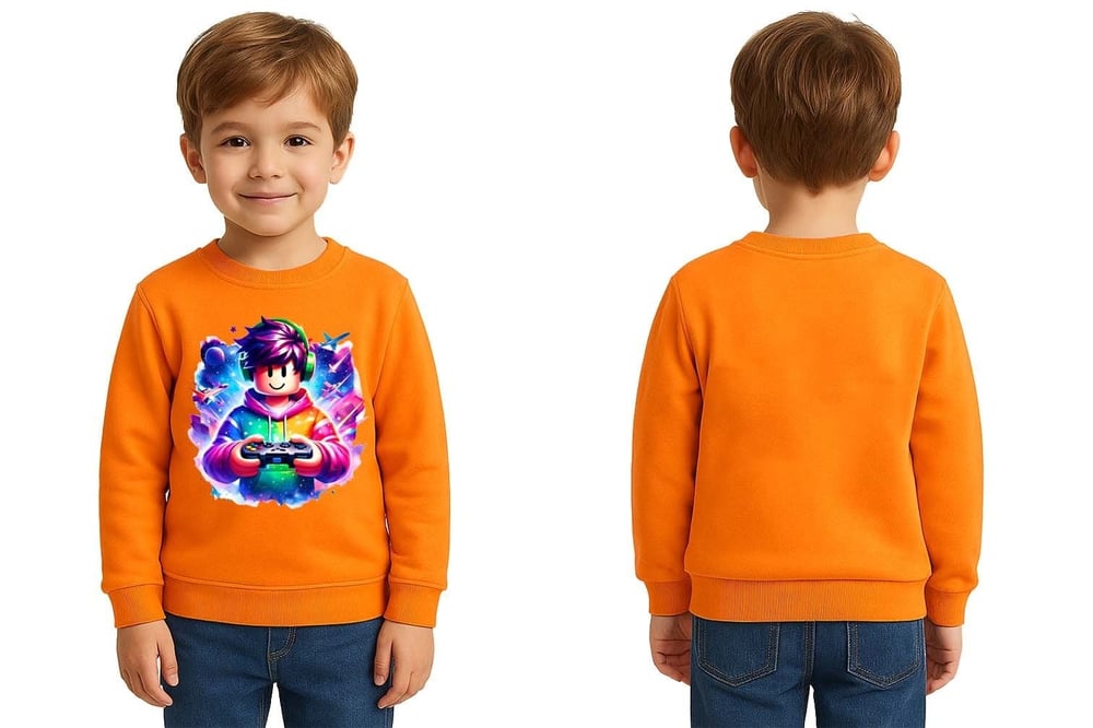 Unisex roblox Baskılı Çocuk Swaetshirt 3 İplik Şardonlu