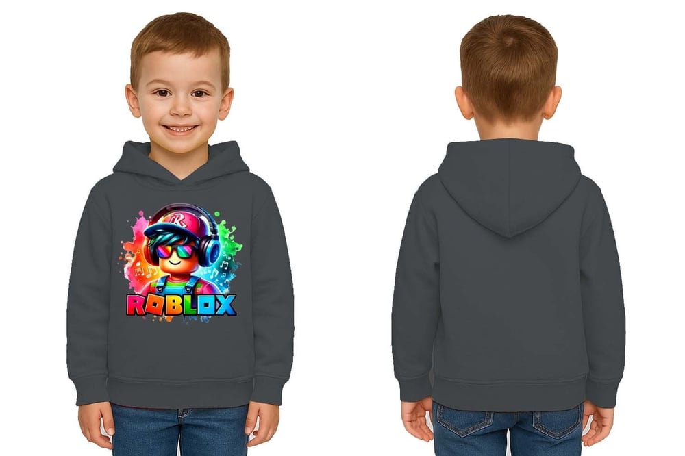 Unisex roblox Baskılı Çocuk Swaetshirt  Baskılı Kapüşonlu 3 İplik Şardonlu