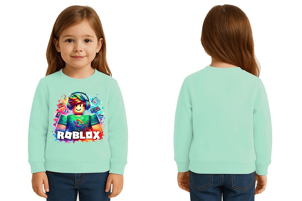 Unisex roblox Baskılı Çocuk Swaetshirt 3 İplik Şardonlu