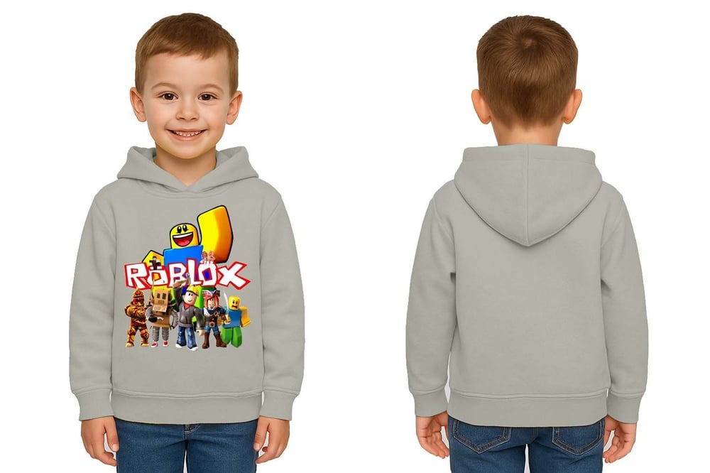 Unisex roblox Baskılı Çocuk Swaetshirt  Baskılı Kapüşonlu 3 İplik Şardonlu