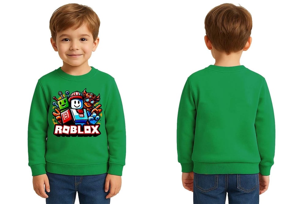 Unisex roblox Baskılı Çocuk Swaetshirt 3 İplik Şardonlu